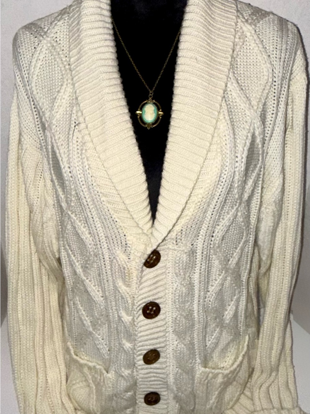 Sears Sportswear, Vintage Acrylic cable knit cardigan sweater